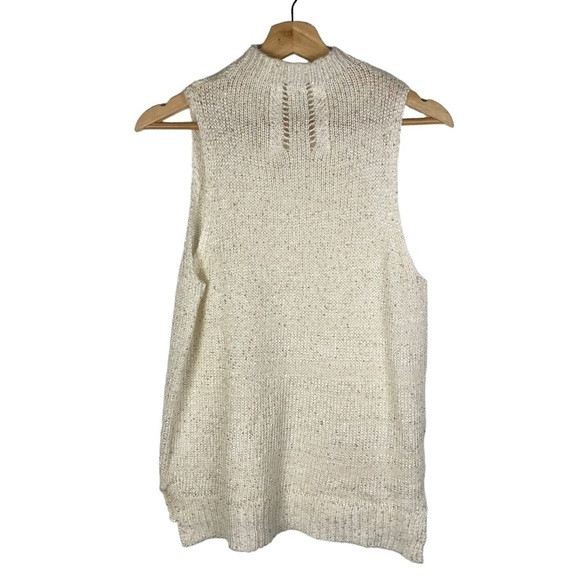 Lord & Taylor Design Lab White Metallic Sleeveless Sweater M - Picture 2 of 5